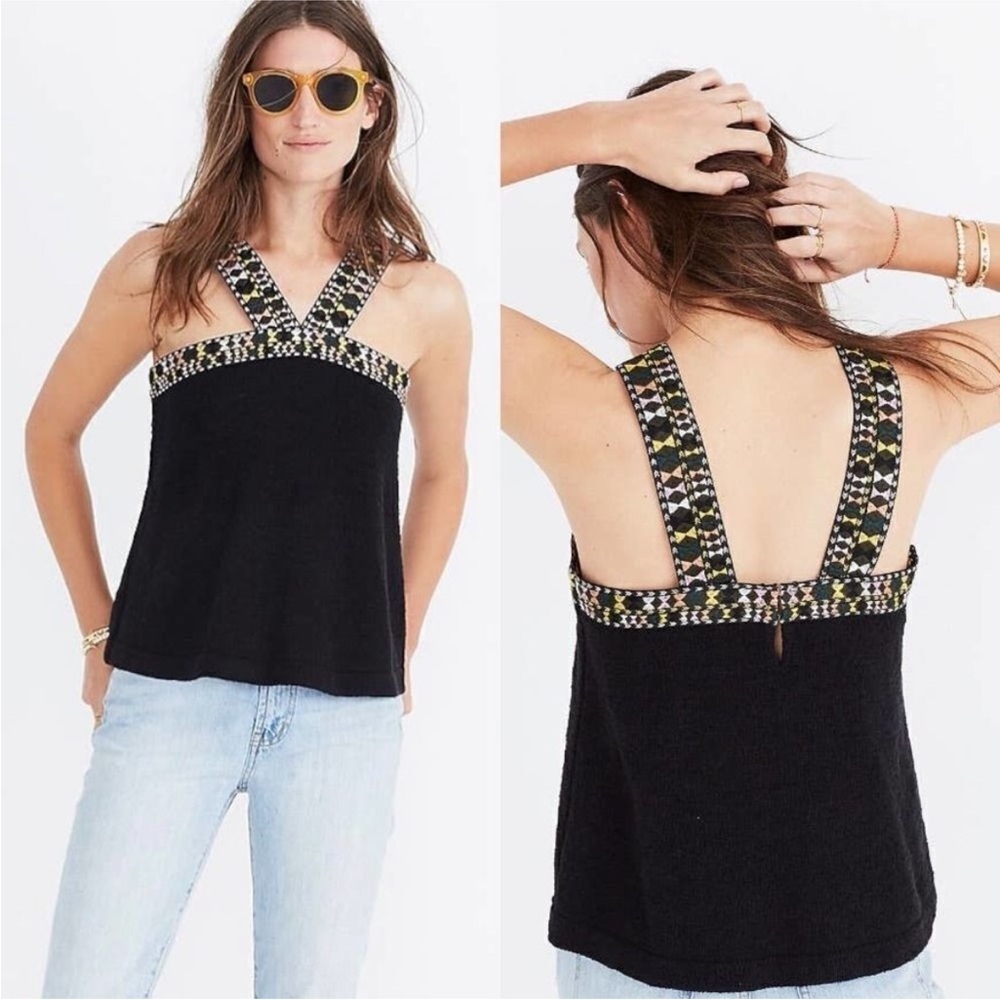 Black and Patterned Women's Top